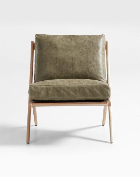 Natural Wood and Leather Chair
